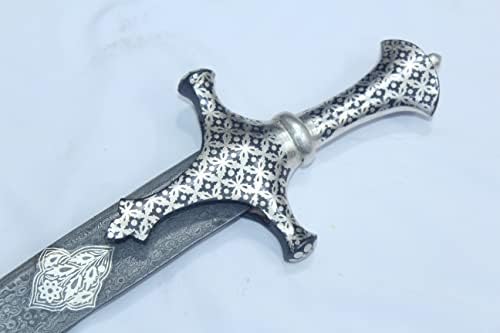 PH Umjetnički bodež nož srebrne žice Bidari Radovi Damask čelični oštrica Velvet Sheath B685