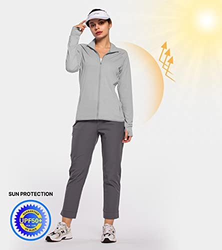 Ženska upf 50+ Sun UV zaštitna majica dugih rukava lagani SPF / UV trčanje pješačke atletske jakne sa džepovima