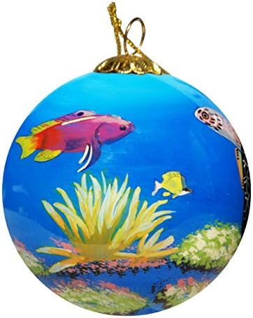 Ručno Oslikano Staklo Božić Ornament - Morska Kornjača Daytona Plaža