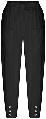 Ljetne Ležerne pamučne platnene pantalone za žene labave pantalone sa širokim nogama pantalone sa visokim