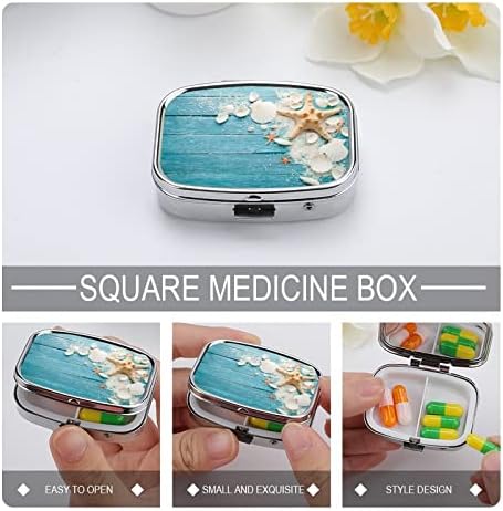 Kutija za pilule plava drvena pozadina kvadratnog oblika futrola za tablete za lijekove prenosiva kutija