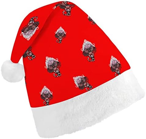 Bohemian Elephant Funny Božić šešir Santa Claus kape kratki pliš sa bijelim manžetama za Božić Holiday Party