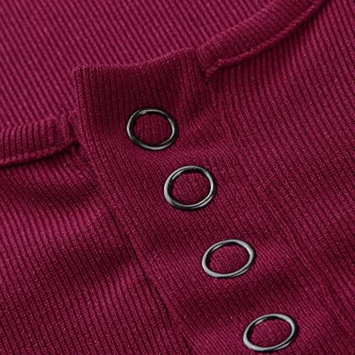 PMMQRrkuu Loose Henley majica za žene Solid Color Camisole rebrasti plemenito spremnik Dugme bez rukava