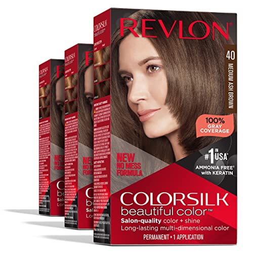 Trajna boja kose Revlon, trajna smeđa boja za kosu, Colorsilk sa sijedom pokrivenošću, bez amonijaka,