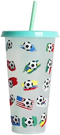 BlMiede Creative Water Cup fudbalski kup PP plastične šalice slame Nogometne plastične prozirne šalice slame
