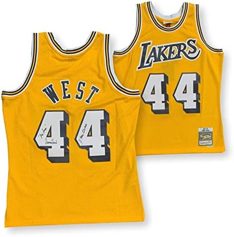 Jerry Zapadno autogramirani Lakers potpisao je Mitchell Ness Swingman Jersey Logo Gold PSA - autogramirani