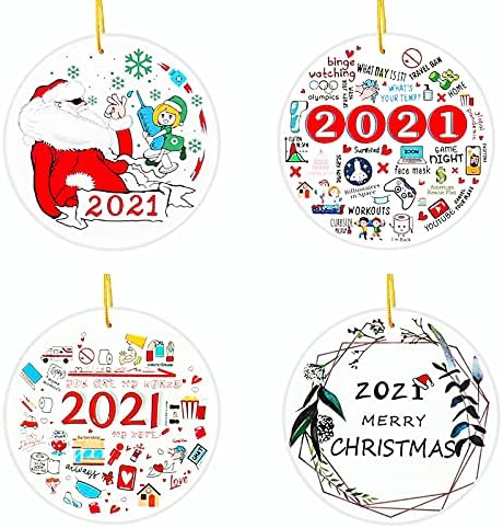 Personalizirani Božićni ukrasi 2021 bijeli ukrasi za božićnu jelku set karantin, Božićni zaštitni znak Covid