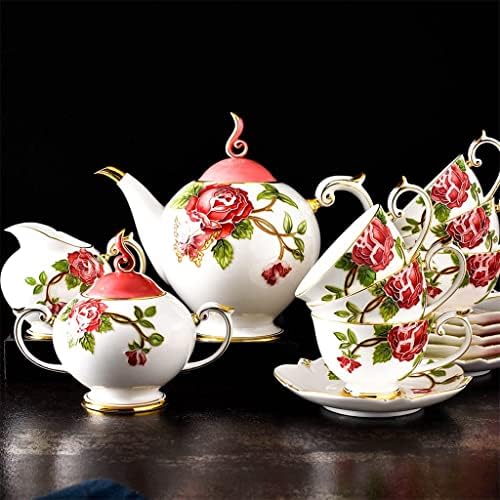 Quesheng 15pc set, cvjetni reljefni porculan Porcelanski set za kafu, jelo krovnog posude, set za čaše palače,