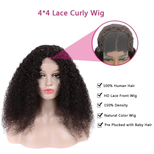 Kinky Curly perike ljudska kosa za crne žene 4x4 Curly čipkaste prednje perike ljudska kosa prethodno Počupana