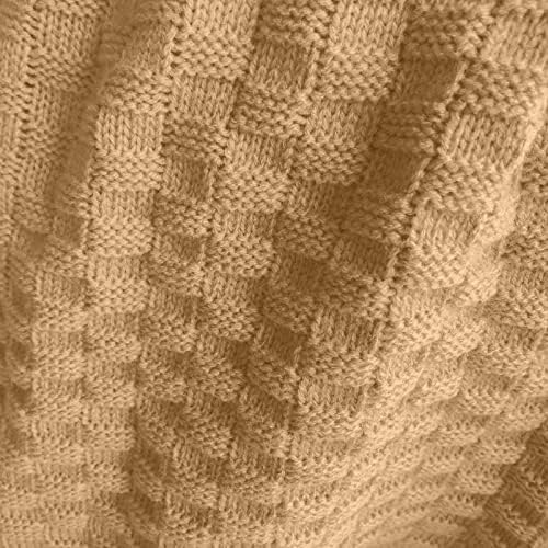 Oplxuo ženska Džemperska haljina Casual Crewneck Dugi rukav Waffle pletena pulover haljina udobna elastična