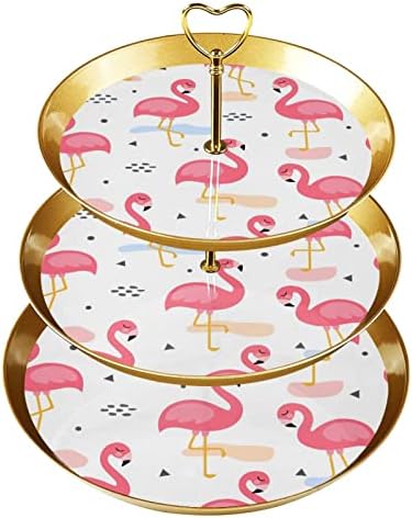 Držač sa cupcake stalak za stalak za desert Tort postolje 3 resied Serving stalak za prikaz, flamingo ružičasta
