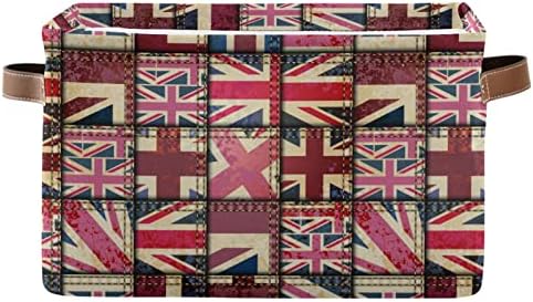 Alaza Vintage Britanska zastava Jack 3D Velika košara za pohranu sa ručicama Sklopivi ukras 1 kutija za