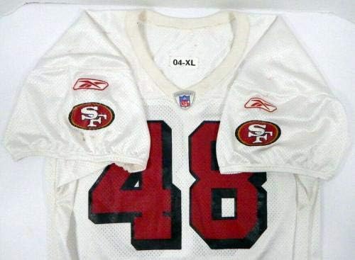 2004 San Francisco 49ers 48 Igra Polovna bela praksa Džerzija DP06384 - Neintred NFL igra rabljeni dresovi
