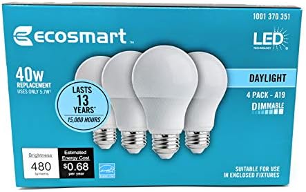 EcoSmart 40W ekvivalentno dnevno svjetlo A19 Energy Star + LED sijalica sa mogućnošću zatamnjivanja