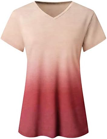 Labavi fit bluza za ženske modne dressy gradijentna majica Ljetni casual kratki rukav v majica kravata majica