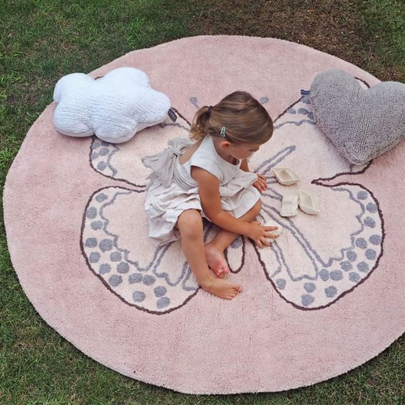USTIDE Pink Butterfly dečiji tepisi, Meki tepih koji se može prati u mašini za spavaću sobu za igru, dečija