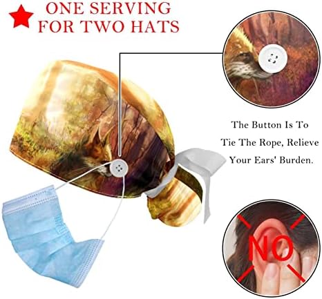 Medicinske kape za žene sa dugmićima Duga kosa, 2 komada Podesiva radna kapa, dupin pod mjesecom