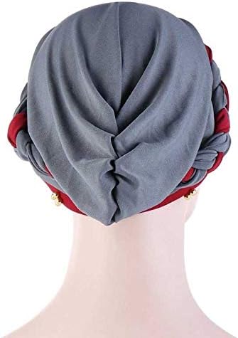 XDSDDS dvobojna pletena pletena pletenica hidžaba opruga i jesenja musliman zamotavanje turban kape modna