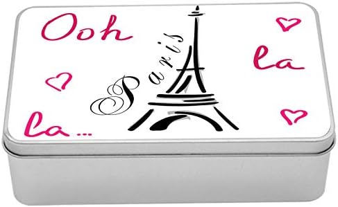 AMBESONNE OOH LA LA METAL kutija sa srčanim motivima i slovima Pariz Francuska tema, višenamjenska pravokutna