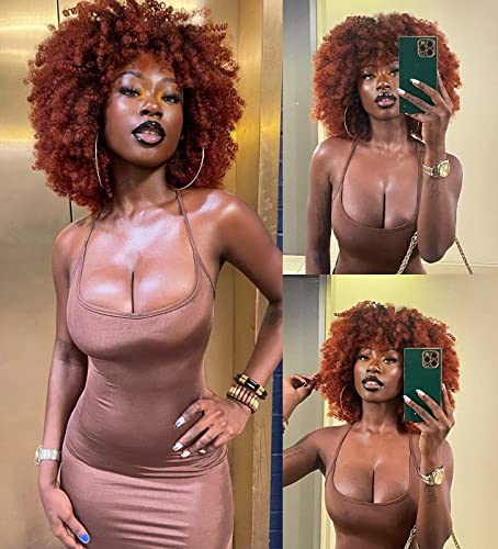 CC Hair 14inch Curly Afro perike za crne žene kratke Kinky Curly perike sa šiškama Crna do bakra Afro kosa