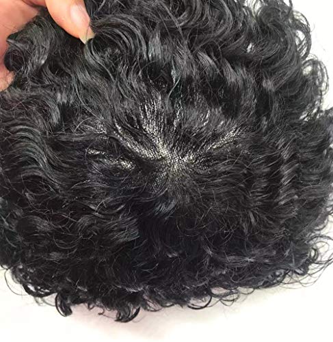 SINGA HAIR Mens Toupee 20mm Valoviti sistem zamjene ljudske kose Afroamerička perika izdržljiva mono čipkasta