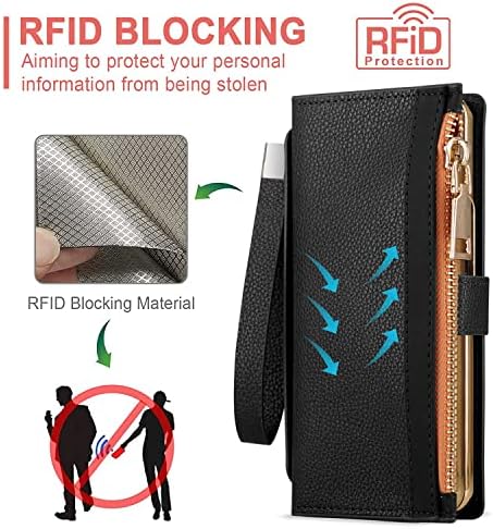 DDup za Galaxy Z Fold 4 novčanik slučaj, Flip Case Kickstand RFID Blokiranje Slot za kreditnu karticu sa