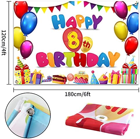 HAMIGAR 6x4ft Happy 8th Birthday Banner Backdrop-8 godina rođendan dekoracije potrepštine za djevojčice