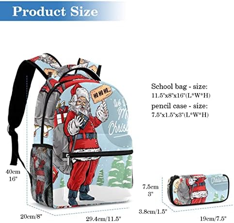Tbouobt putnički ruksak set lagan laptop casual ruksak za žene muškarci, santa božićni sniježni dan