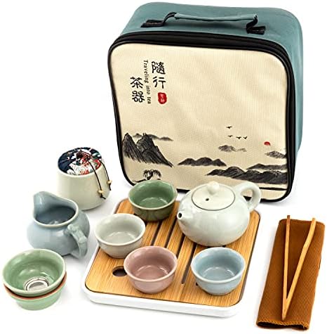 Keramički kungfu Tea 12 komada, mini štand putni čaj sa čajnim posudama, 4x čajne čajne posude, čaj za čaj,