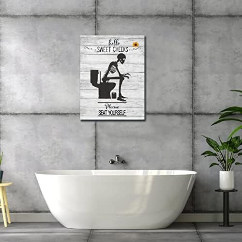 Funny kupaonica zid Art Skeleton Lobanja kupatilo zid dekor gotički kostur na WC slike seoska kuća kupatilo