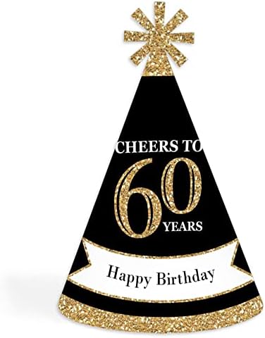 Velika tačka sreće rođendan za odrasle-Zlatni Konusni šeširi za rođendanske zabave za odrasle - Set od 8