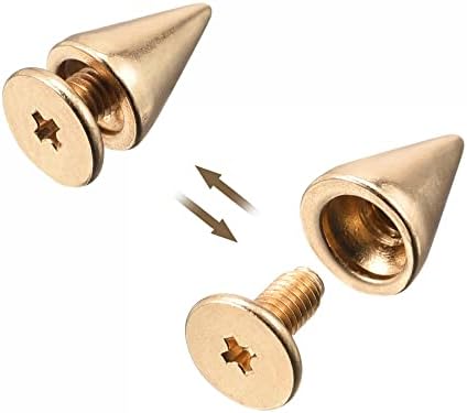 Uxcell 7x9mm vijak za zakovice za zakovice Spikes Cink Legura za DIY Gold Tone 50 setova