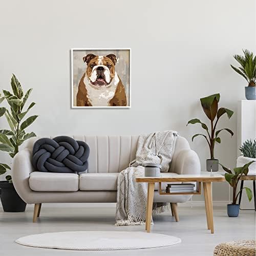 Stupell Industries Bulldog gladno čeka dosadan apstraktna pozadina za kućne ljubimce kolaž, dizajn Keri