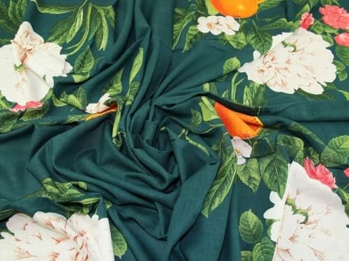 Lady McElroy cvijet narandže lanena viskozna tkanina zelena-po metru