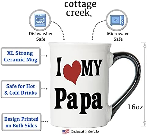 Cottage Creek volim svoju šolju za tatu, keramičku šolju za kafu Papa 16oz, Papa Gifts