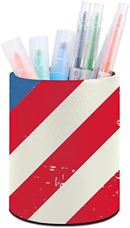 Američka Južnoafrička Zastava PU kožni držači za olovke okrugli Pen Cup kontejner uzorak stola Organizator