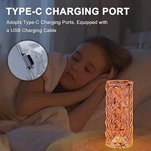 Whiteleopard Crystal Lamp, LED Rose Diamond 16 RGB noćno svjetlo koje mijenja boju sa USB touch lampom &