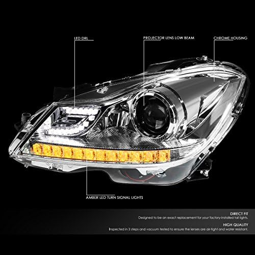 3D LED DRL lampe za farove za projektor Chrome+Komplet alata kompatibilan sa Mercedes-Benz C-klasom W204