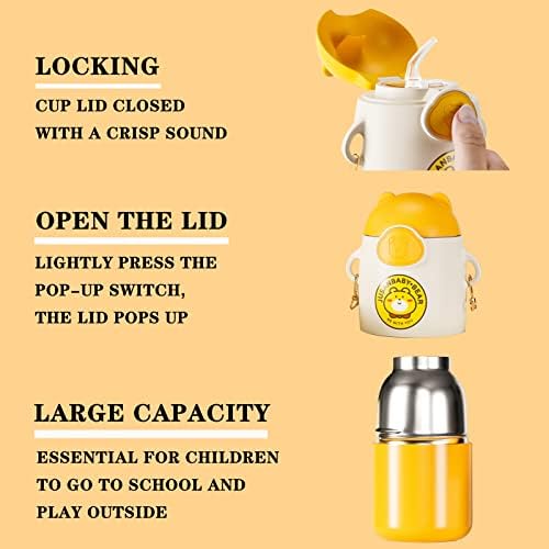 Dječja boca za vodu - izolirana boca od nehrđajućeg čelika sa slamom - BPA Besplatno - Dokaz za sport, školu