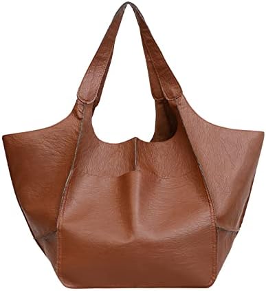 FVOWOH Hobo torbe za žene Nova jednobojna jednostavna Evropska i američka torba velika torba od meke kože