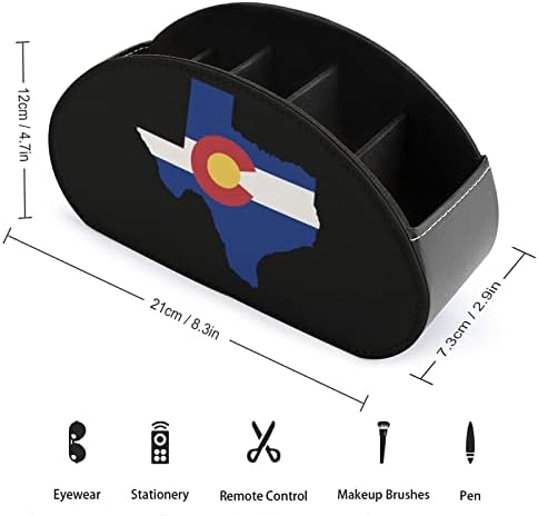 Colorado Flag Texas Outline držač za daljinsko upravljanje TV-om PU kožna kutija za odlaganje sa 5 pretinaca