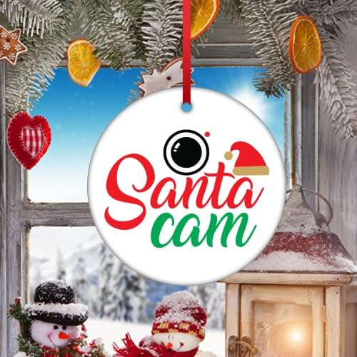 godblessign Božićni ukras 2021 Santa Cam Elf šešir nadzor Drvo viseći Božić dekor keramička čarapa punjenje