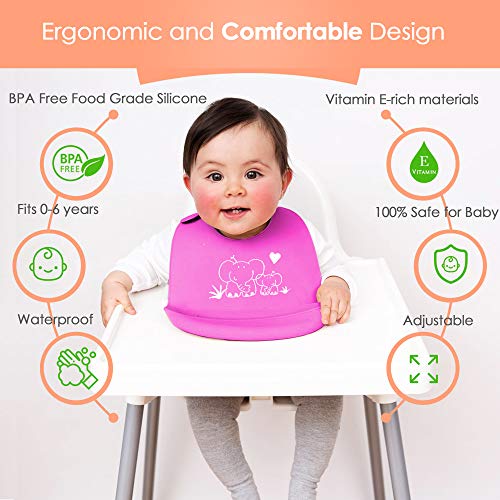 Silikonska beba set od 2, BPA besplatna vodootporna, ružičasta i narandžasta, za djevojčice u dobi od 0