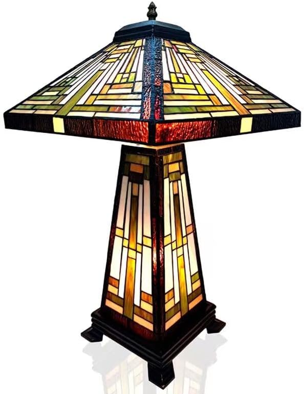 Naduoxrk Tiffany Slika lampa, geometrijski stil, baza legure, 19-inčna dijagonala, NAD13.5-1TB, kapa 3 lampe