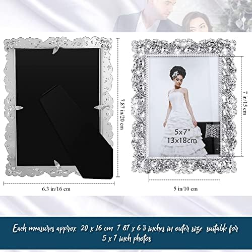 Yookeer 2 Pakovanje 5 x 7 inča kristalni okvir za slike vjenčanje okvir za fotografije dragulj okvir za