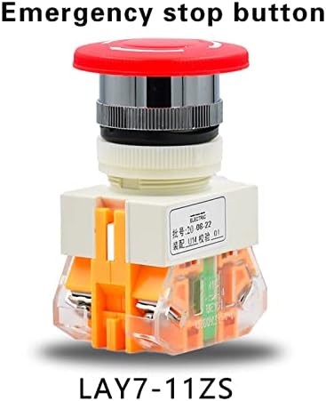Fehauk 2pcs LAY7-11ZS LAY7 Ugradite 22 mm Gljive Scram gumb Switch prekidač za hitne slučajeve 10A 600V