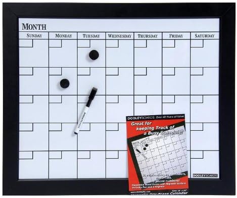Dooley ploče Crna uokvirena magnetna kalendarska ploča za suho brisanje, 18 x 22 inča, Crna