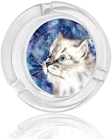 Akvarel Galaxy Cat Glass Ash Tray za trajku za pepela Pepela Pepeljara za hotel Početna Dekor za stol