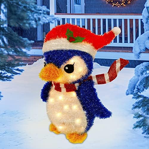 Twinkle Star Lightted Božić šljokice Penguin dekoracije, 20 inčni prethodno osvijetljeni Light Up Blue Penguin