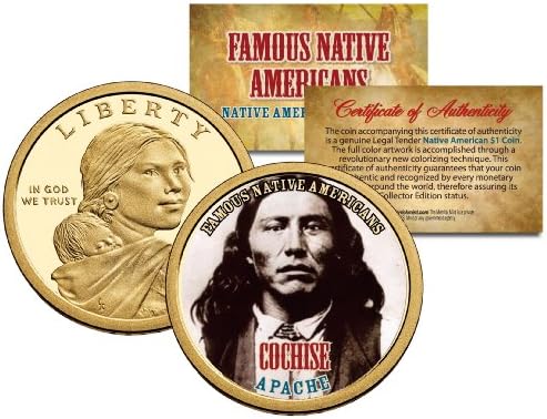 CochiseFamous Indijanci Sacagawea Dollar Colorizirani novčići Apache Indijanci